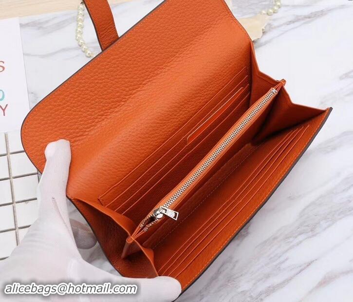 Discount Hermes Grained Calf Leather Elan 22 Clutch Bag H442114 Orange