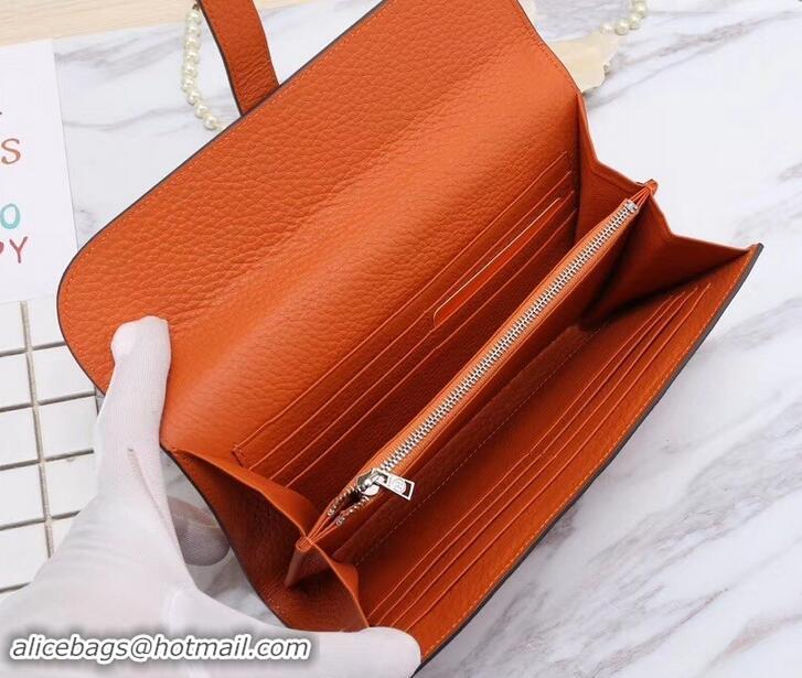 Discount Hermes Grained Calf Leather Elan 22 Clutch Bag H442114 Orange