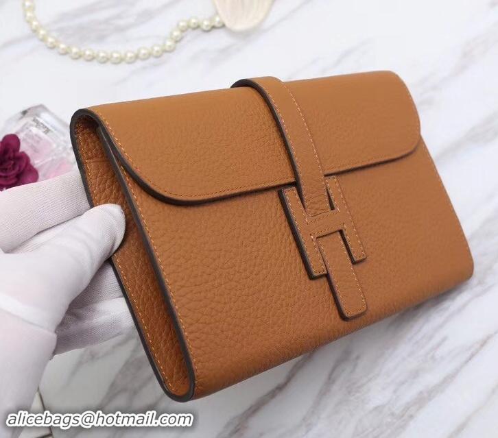 Unique Style Hermes Grained Calf Leather Elan 22 Clutch Bag H442114 Brown