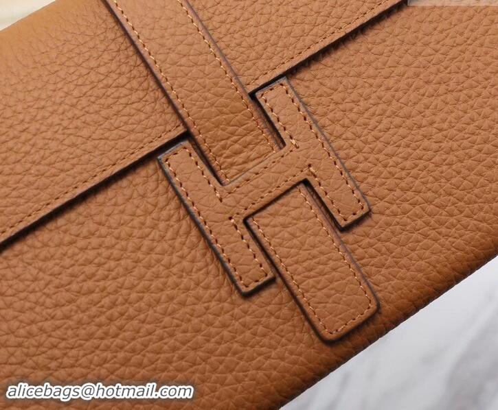 Unique Style Hermes Grained Calf Leather Elan 22 Clutch Bag H442114 Brown