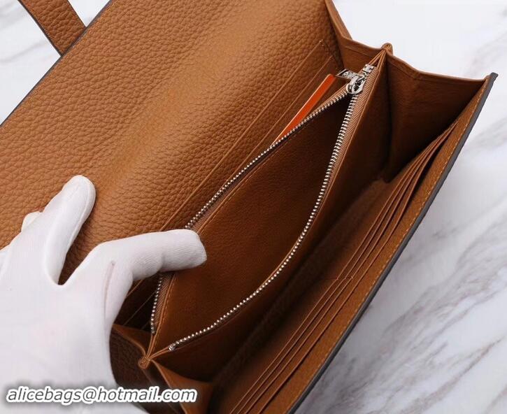 Unique Style Hermes Grained Calf Leather Elan 22 Clutch Bag H442114 Brown