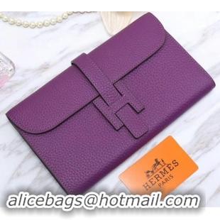 Luxury Discount Hermes Grained Calf Leather Elan 22 Clutch Bag H442114 Purple