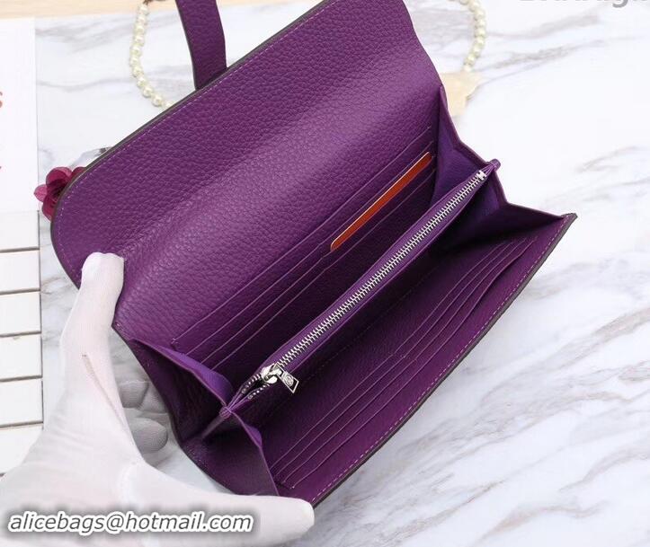 Luxury Discount Hermes Grained Calf Leather Elan 22 Clutch Bag H442114 Purple