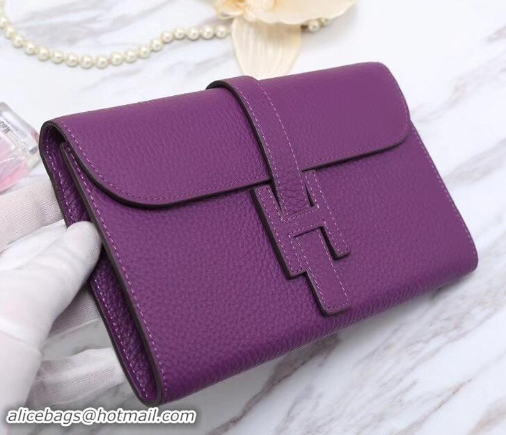 Luxury Discount Hermes Grained Calf Leather Elan 22 Clutch Bag H442114 Purple