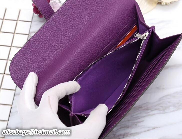 Luxury Discount Hermes Grained Calf Leather Elan 22 Clutch Bag H442114 Purple