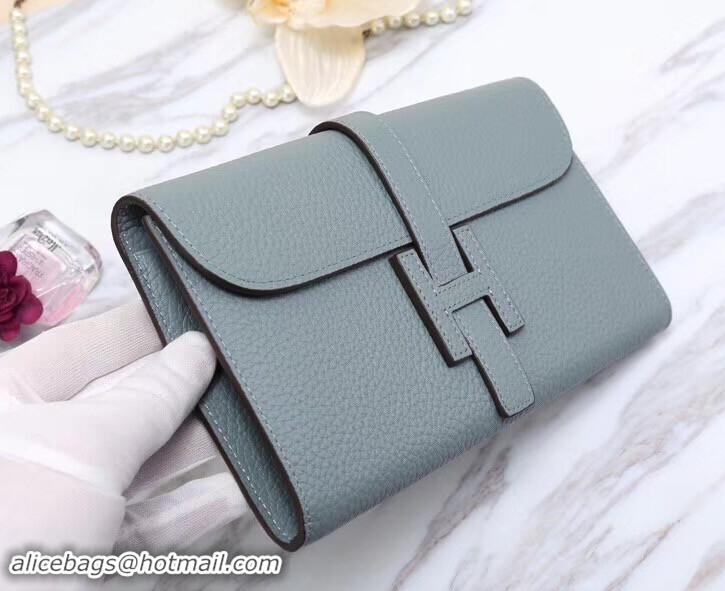 Luxury Hermes Grained Calf Leather Elan 22 Clutch Bag H442114 Light Blue