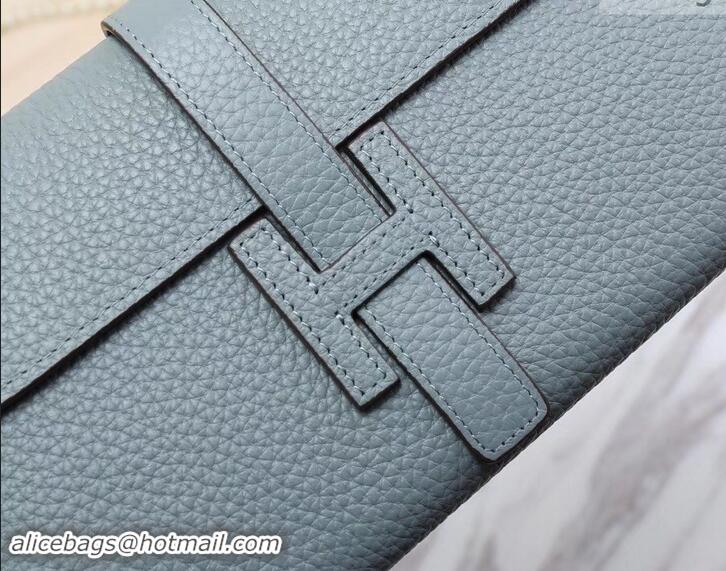 Luxury Hermes Grained Calf Leather Elan 22 Clutch Bag H442114 Light Blue