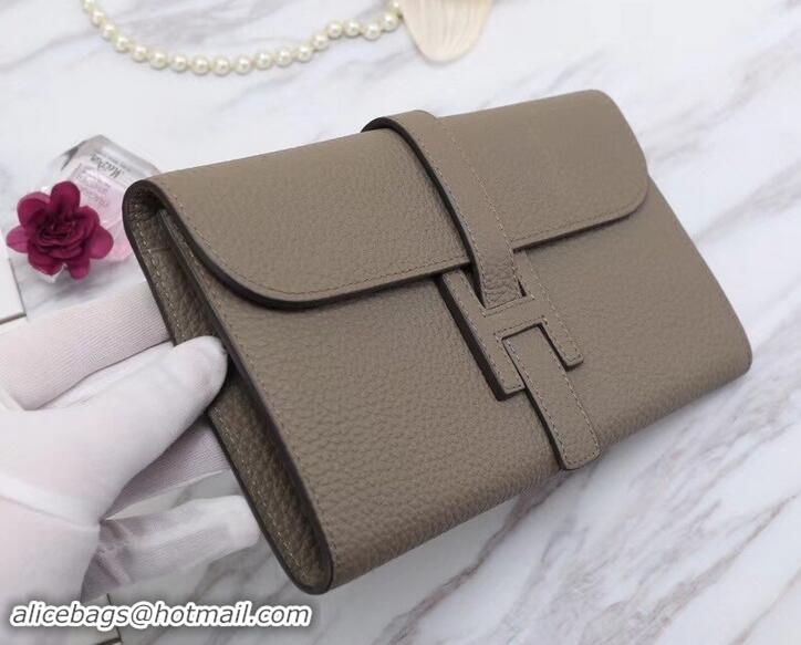 Most Popular Hermes Grained Calf Leather Elan 22 Clutch Bag H442114 Grey