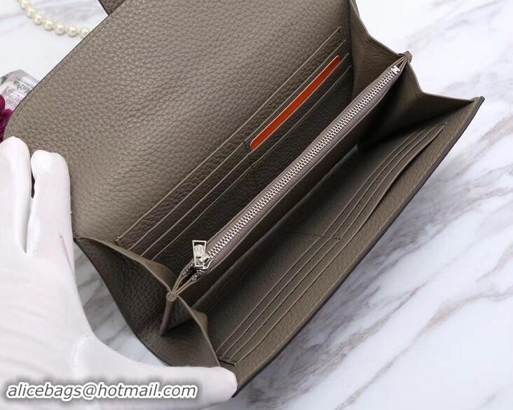 Most Popular Hermes Grained Calf Leather Elan 22 Clutch Bag H442114 Grey