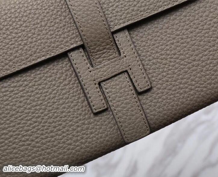 Most Popular Hermes Grained Calf Leather Elan 22 Clutch Bag H442114 Grey