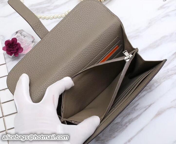 Most Popular Hermes Grained Calf Leather Elan 22 Clutch Bag H442114 Grey