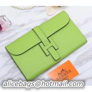 Popular Style Hermes Grained Calf Leather Elan 22 Clutch Bag H442114 Neon Green