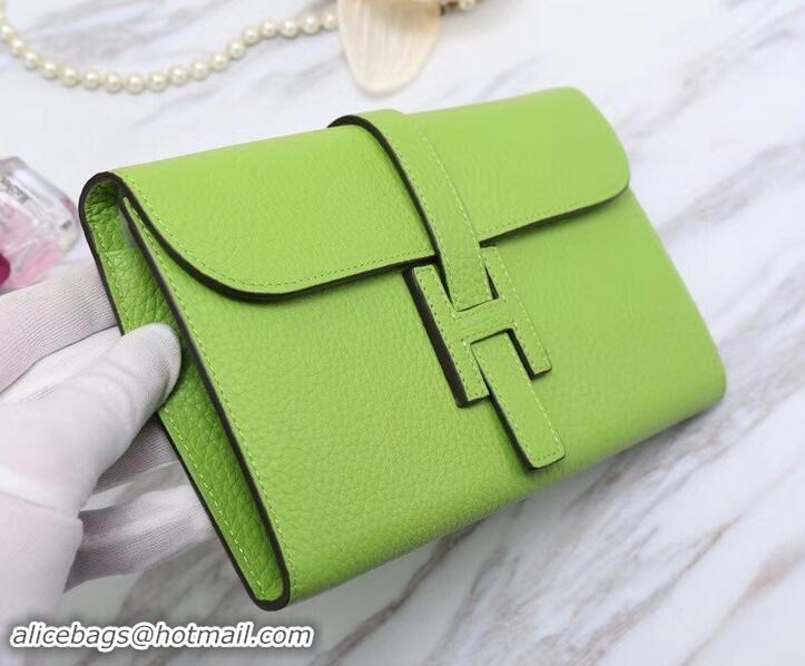 Popular Style Hermes Grained Calf Leather Elan 22 Clutch Bag H442114 Neon Green