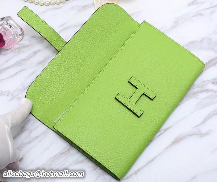 Popular Style Hermes Grained Calf Leather Elan 22 Clutch Bag H442114 Neon Green