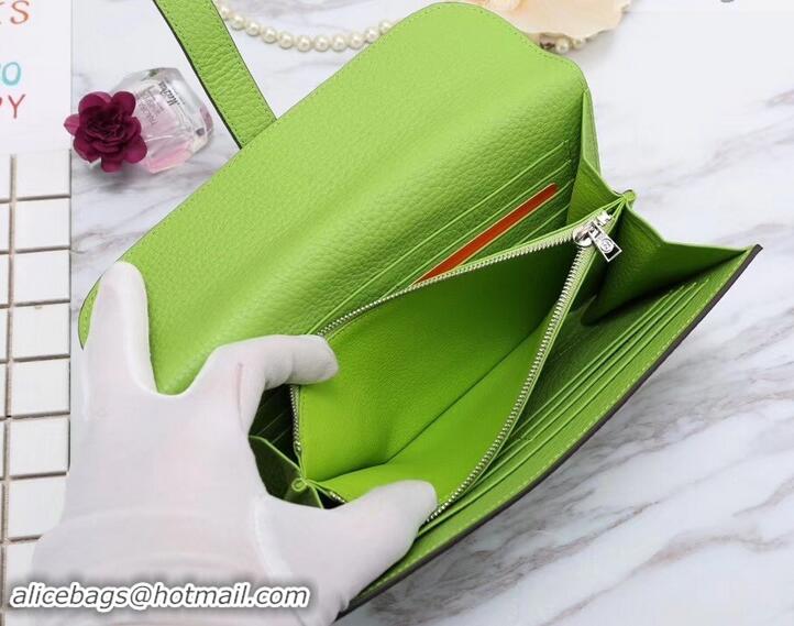 Popular Style Hermes Grained Calf Leather Elan 22 Clutch Bag H442114 Neon Green