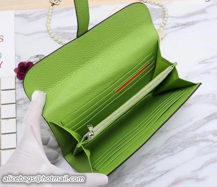 Popular Style Hermes Grained Calf Leather Elan 22 Clutch Bag H442114 Neon Green