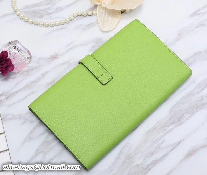 Popular Style Hermes Grained Calf Leather Elan 22 Clutch Bag H442114 Neon Green