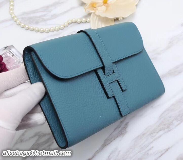 Top Design Hermes Grained Calf Leather Elan 22 Clutch Bag H442114 Blue