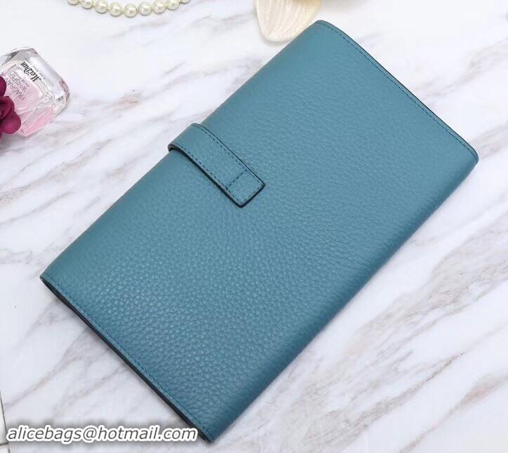 Top Design Hermes Grained Calf Leather Elan 22 Clutch Bag H442114 Blue