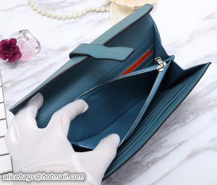 Top Design Hermes Grained Calf Leather Elan 22 Clutch Bag H442114 Blue