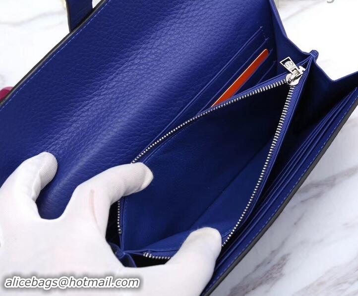 Good Quality Hermes Grained Calf Leather Elan 22 Clutch Bag H442114 Royal Blue