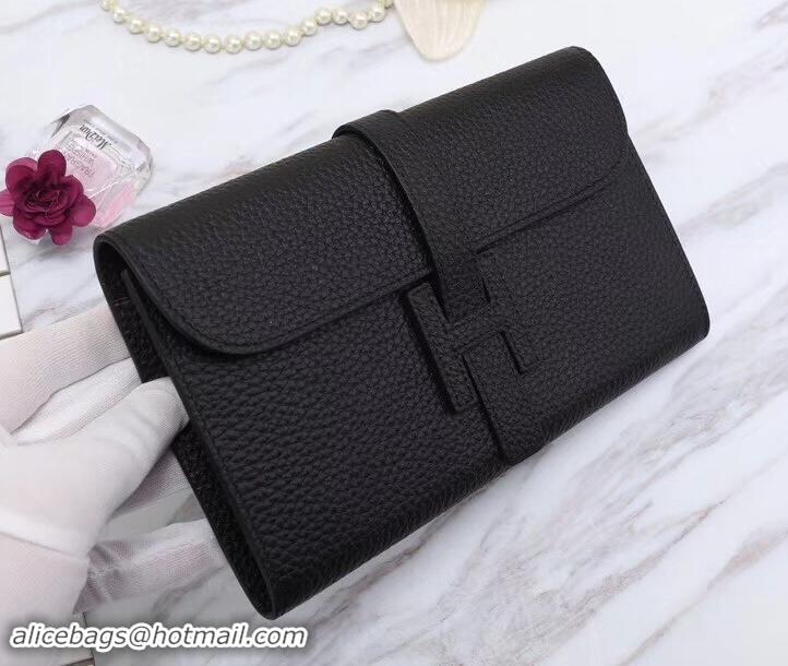 Discount Hermes Grained Calf Leather Elan 22 Clutch Bag H442114 Black