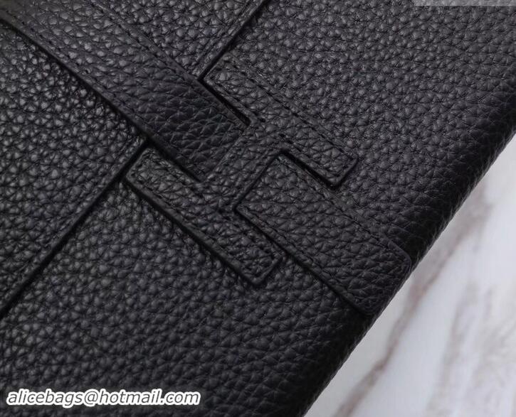 Discount Hermes Grained Calf Leather Elan 22 Clutch Bag H442114 Black