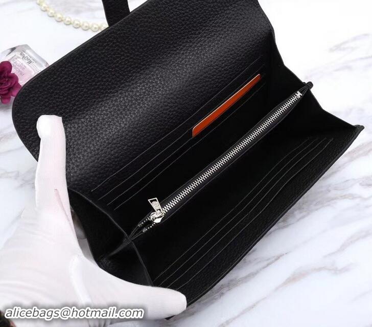 Discount Hermes Grained Calf Leather Elan 22 Clutch Bag H442114 Black