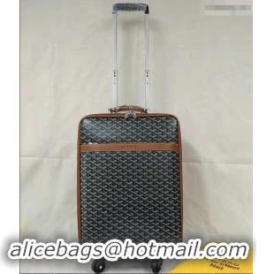 Market Sells Goyard Rolling Trolley Travel Luggage Bag GL020 Black And Tan