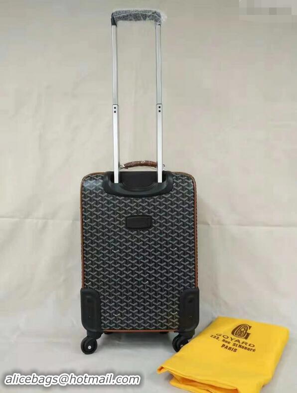 Market Sells Goyard Rolling Trolley Travel Luggage Bag GL020 Black And Tan