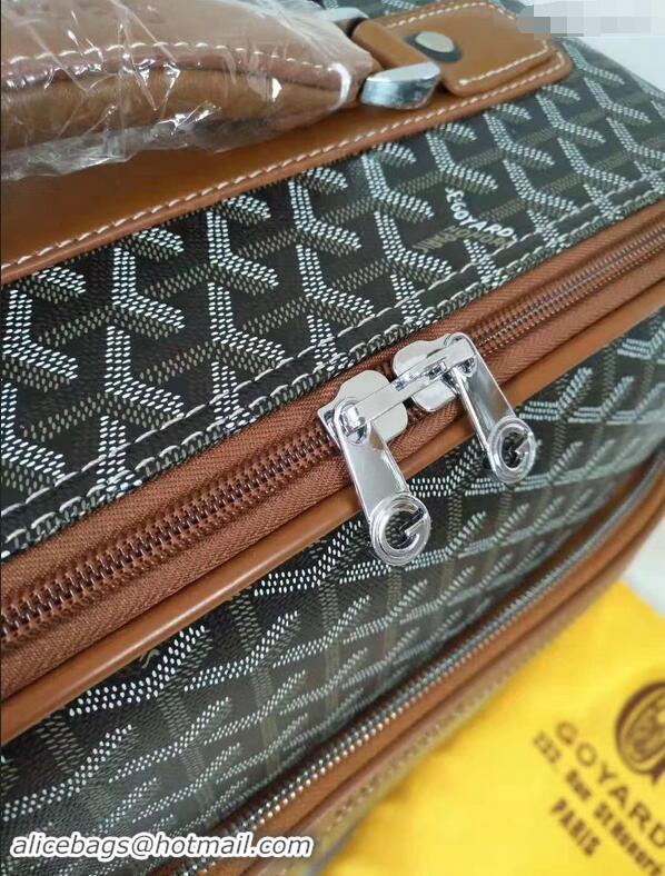 Market Sells Goyard Rolling Trolley Travel Luggage Bag GL020 Black And Tan