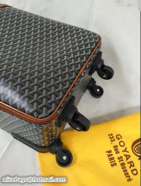 Market Sells Goyard Rolling Trolley Travel Luggage Bag GL020 Black And Tan