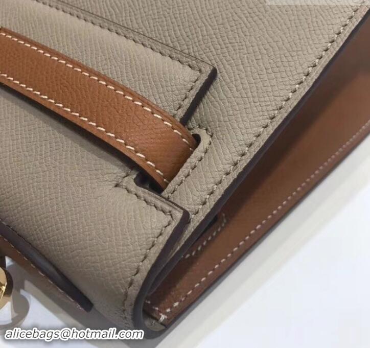 Top Design Hermes Kelly 28cm Top Handle Bag in Epsom Leather H422011 Dove Gray/Caramel Brown