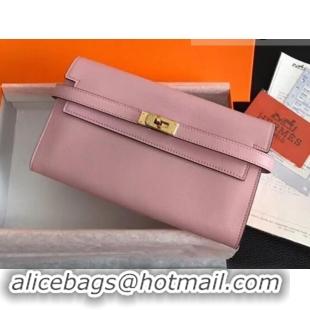 Well Crafted Hermes Kelly Wallet in Swift Leather H422012 Pink