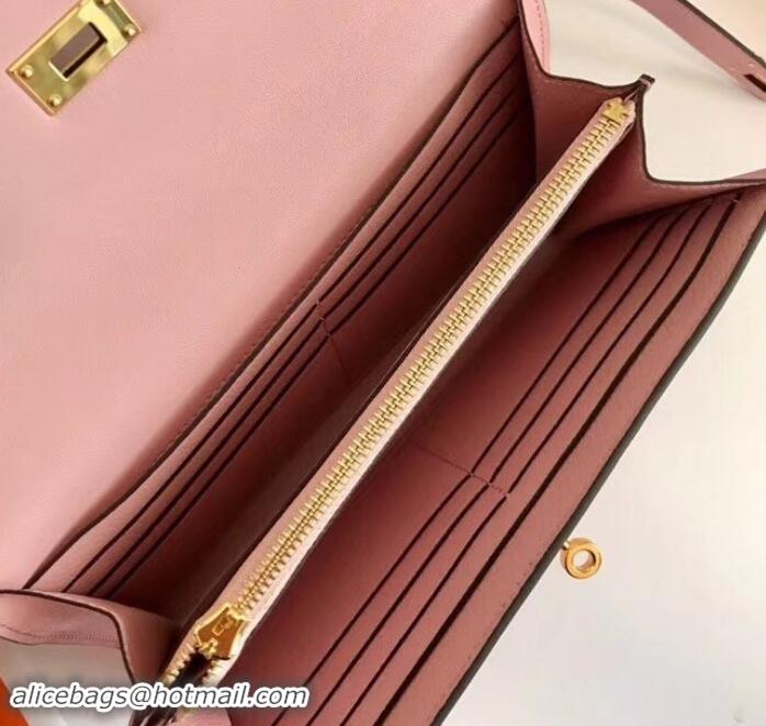 Well Crafted Hermes Kelly Wallet in Swift Leather H422012 Pink