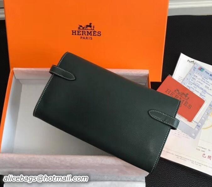 Elegant Hermes Kelly Wallet in Swift Leather H422012 Green