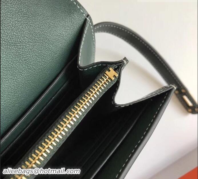 Elegant Hermes Kelly Wallet in Swift Leather H422012 Green