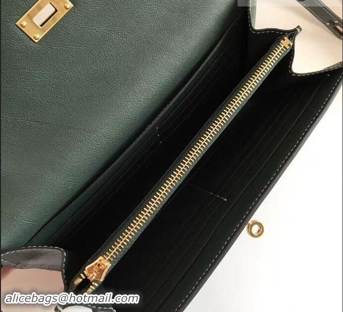 Elegant Hermes Kelly Wallet in Swift Leather H422012 Green