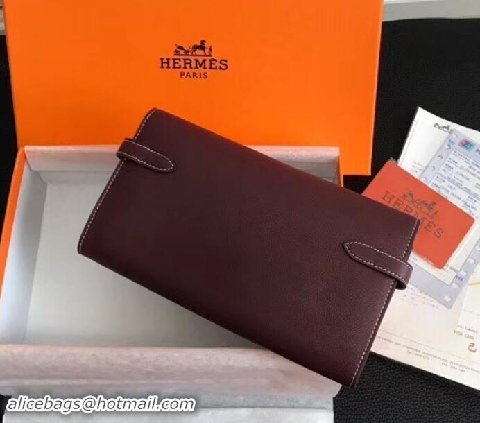 Best Quality Hermes Kelly Wallet in Swift Leather H422012 Burgundy