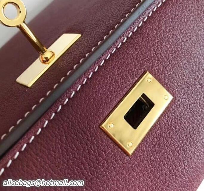 Best Quality Hermes Kelly Wallet in Swift Leather H422012 Burgundy