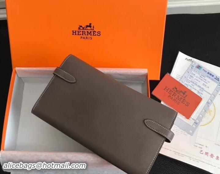 Best Product Hermes Kelly Wallet in Swift Leather H422012 Gray