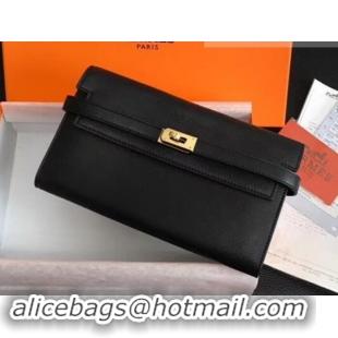 Good Product Hermes Kelly Wallet in Swift Leather H422012 Black