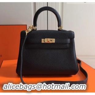 Trendy Design Hermes mini kelly 20 bag Black in clemence leather with golden hardware H422021 Black