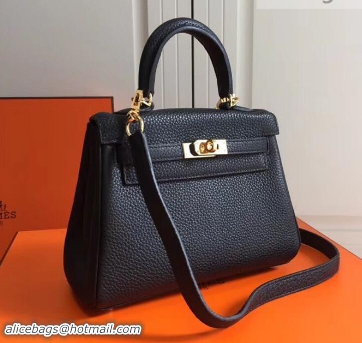 Trendy Design Hermes mini kelly 20 bag Black in clemence leather with golden hardware H422021 Black