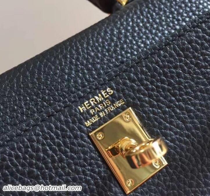 Trendy Design Hermes mini kelly 20 bag Black in clemence leather with golden hardware H422021 Black