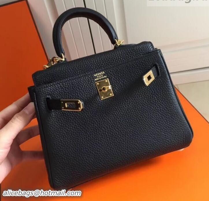 Trendy Design Hermes mini kelly 20 bag Black in clemence leather with golden hardware H422021 Black