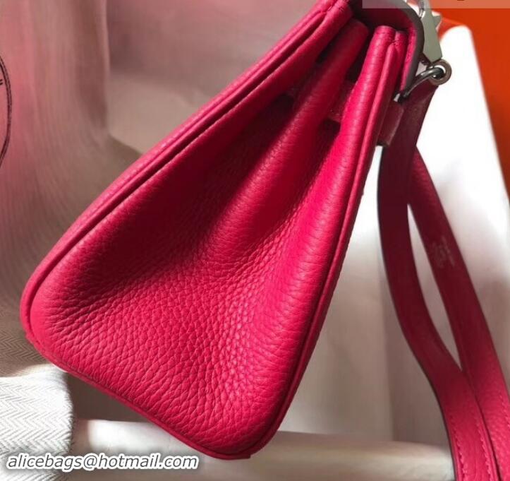 Top Sale Hermes mini kelly 20 bag deep pink in clemence leather with golden hardware H422021