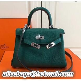 Popular Hermes mini kelly 20 bag Atrovirens in clemence leather with golden hardware H422021