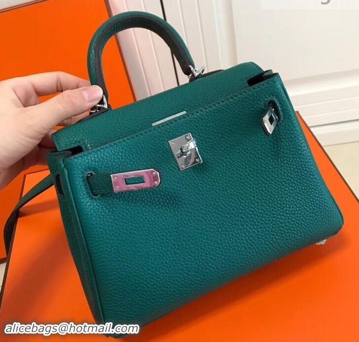 Popular Hermes mini kelly 20 bag Atrovirens in clemence leather with golden hardware H422021