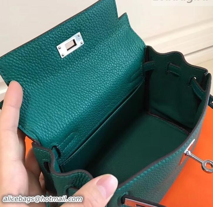 Popular Hermes mini kelly 20 bag Atrovirens in clemence leather with golden hardware H422021